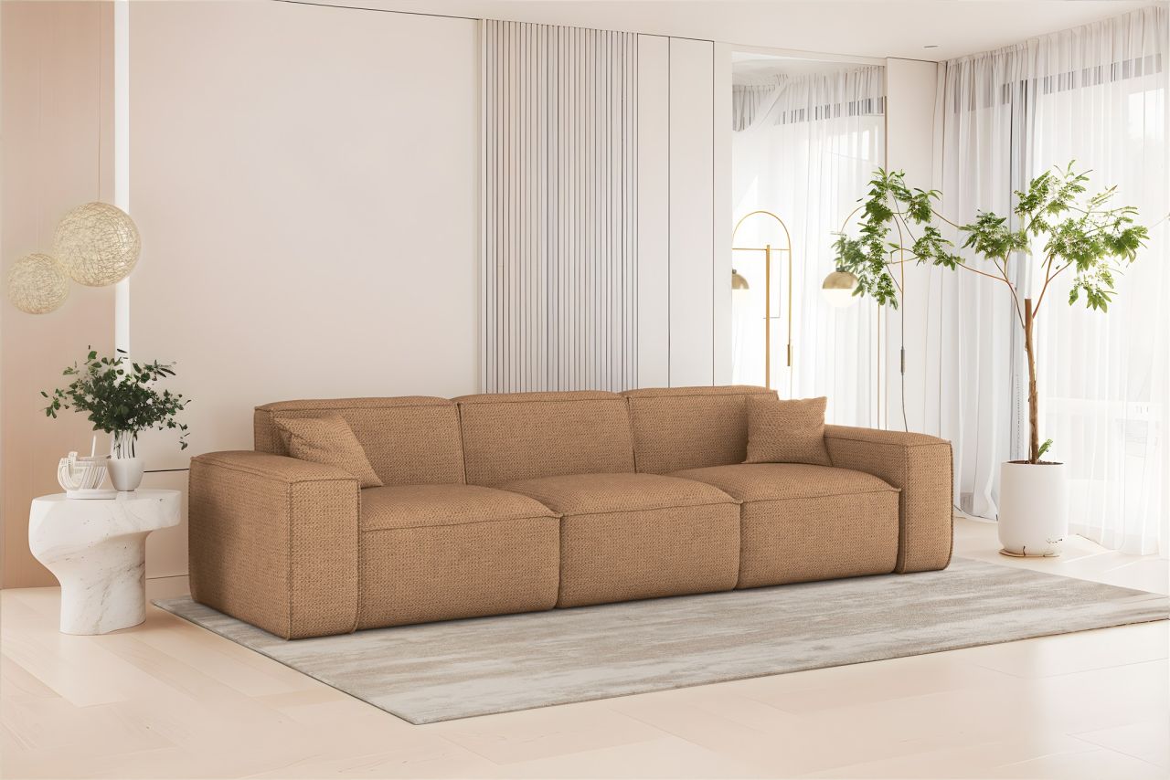 Sofa Designersofa CELES PREMIUM 3-Sitzer in Stoff Artico Rostbraun