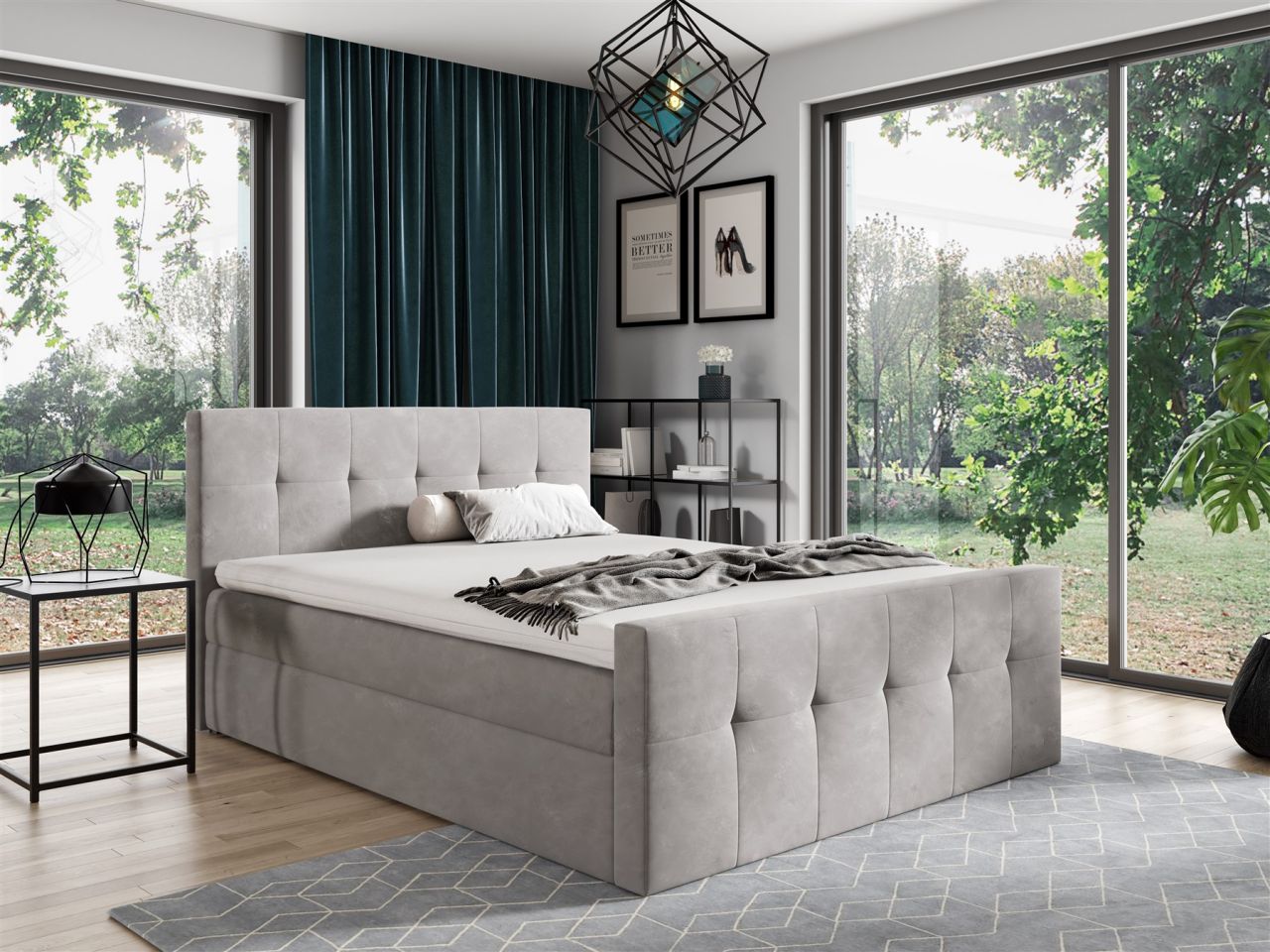 Boxspringbett Schlafzimmerbett OWEN 140x200cm Stoff Beige