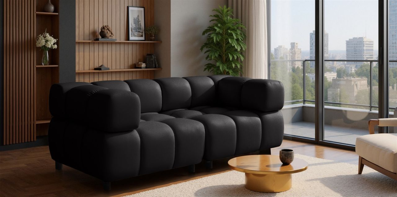 Sofa ersofa FLOW 2-Sitzer in Stoff Bluvel Schwarz