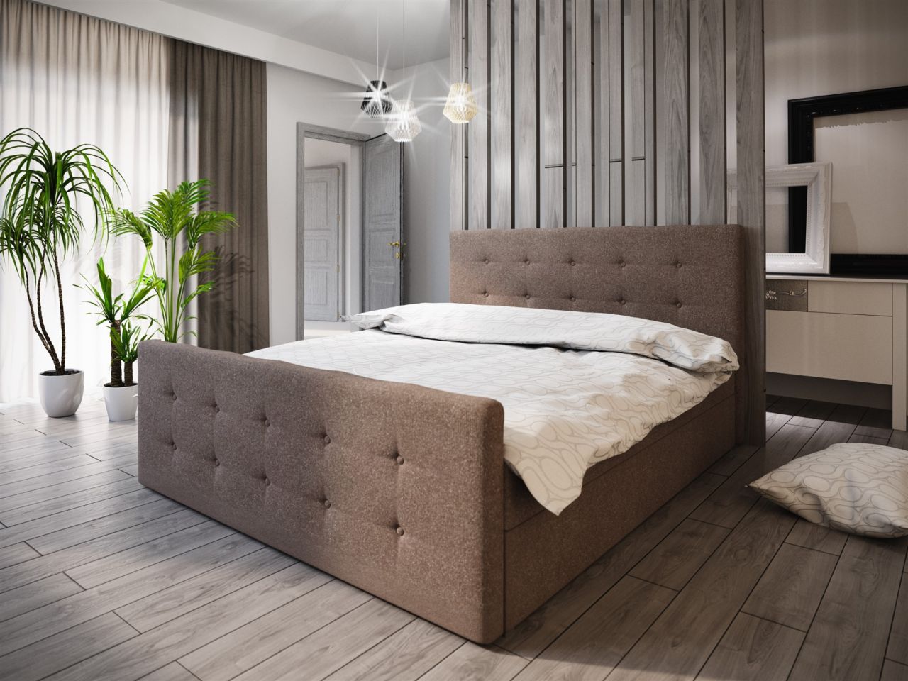 Boxspringbett Bett HUGO -Variante A- 140x200cm Braun inkl.Bettkasten