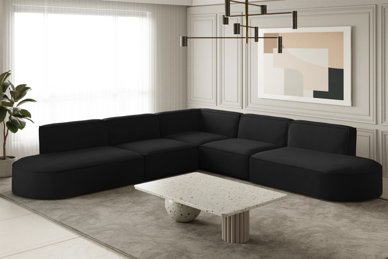 Ecksofa ersofa PALMA Stoff Opera Velvet Schwarz Seite Universal