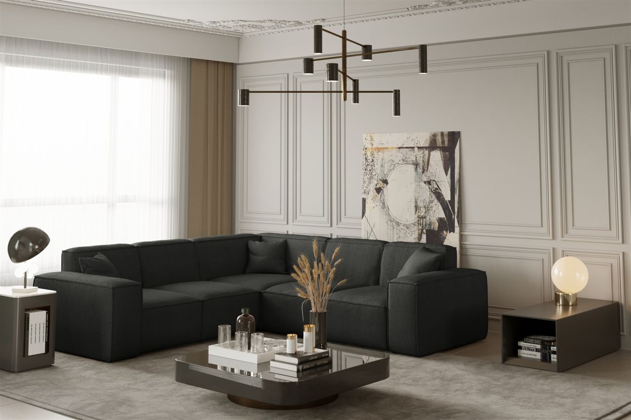 Ecksofa ersofa CELES in Stoff Scala Anthrazit Seite Universal