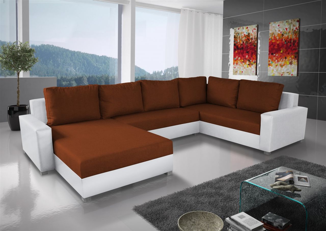 Couchgarnitur GRADO mit Schlaffunktion Otto.. Links Weiss/ Kupfer
