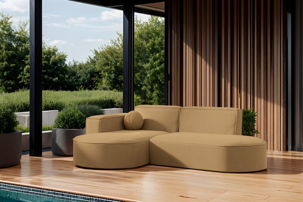 Garten Ecksofa SUNDAY XS in wetterfester Stoff ART-N Caramel Ottomane Links