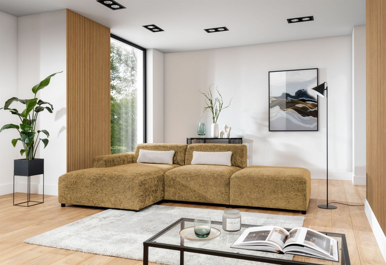Ecksofa ersofa ROMY in Stoff Enjoy Me Honiggelb Ottomane Links