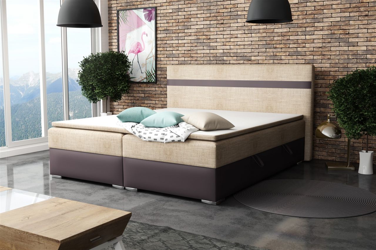 Boxspringbett Schlafzimmerbett DAWID 140x200cm inkl.Bettkasten