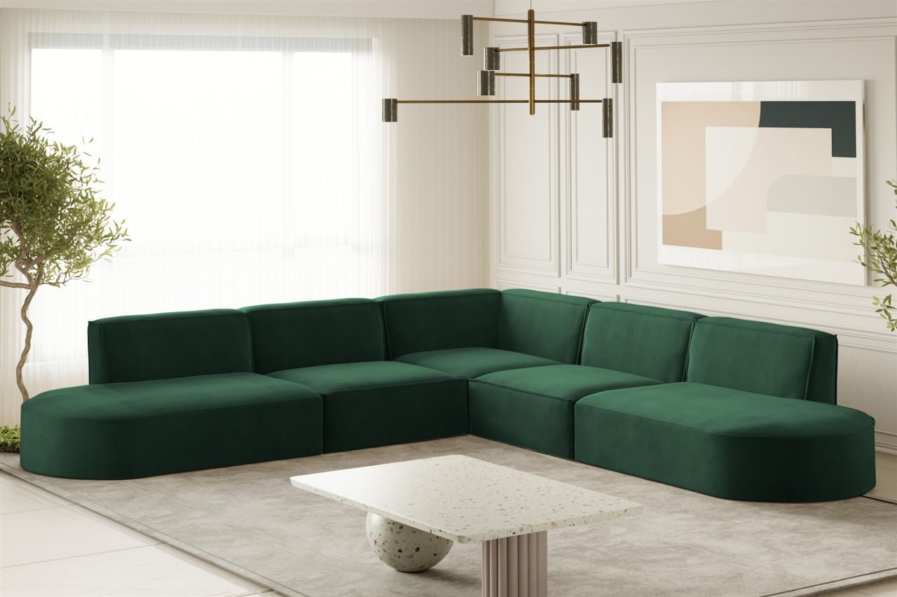 Ecksofa ersofa PALMA Stoff Noel Grün Seite Universal