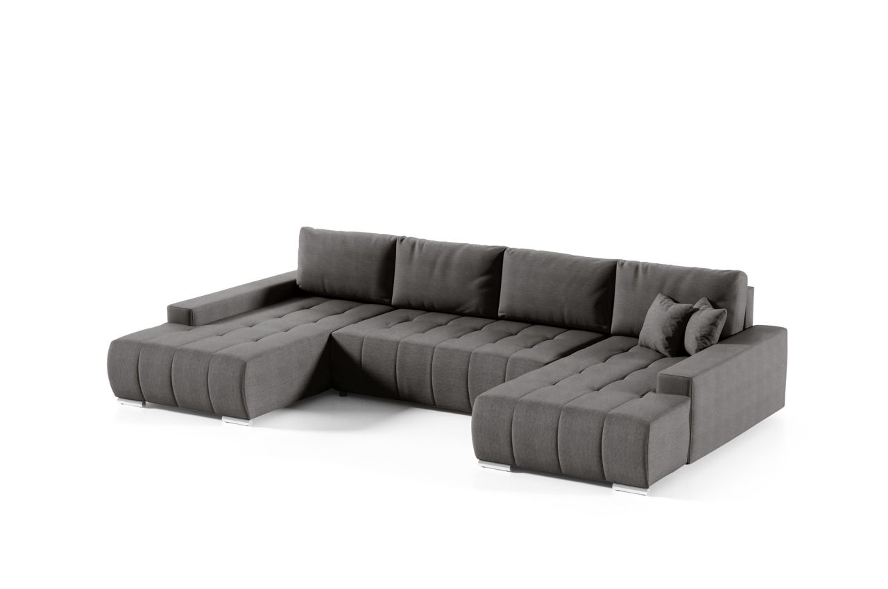 Wohnlandschaft Sofa mit Schlaffunktion VOGAR Stoff Aulla Beigebraun