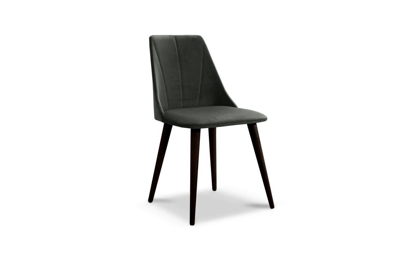 Esszimmerstühle Stuhle 2er Set CAROS Massivholz Buche-Wenge Stoff Dunkelgrau