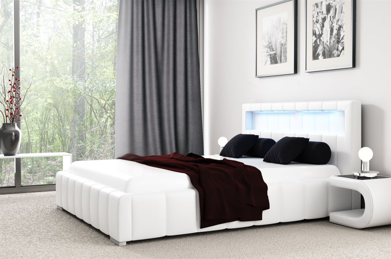 Polsterbett Bett LAUGE Standart Set 120x200cm inkl.LED in div. Farbvarianten