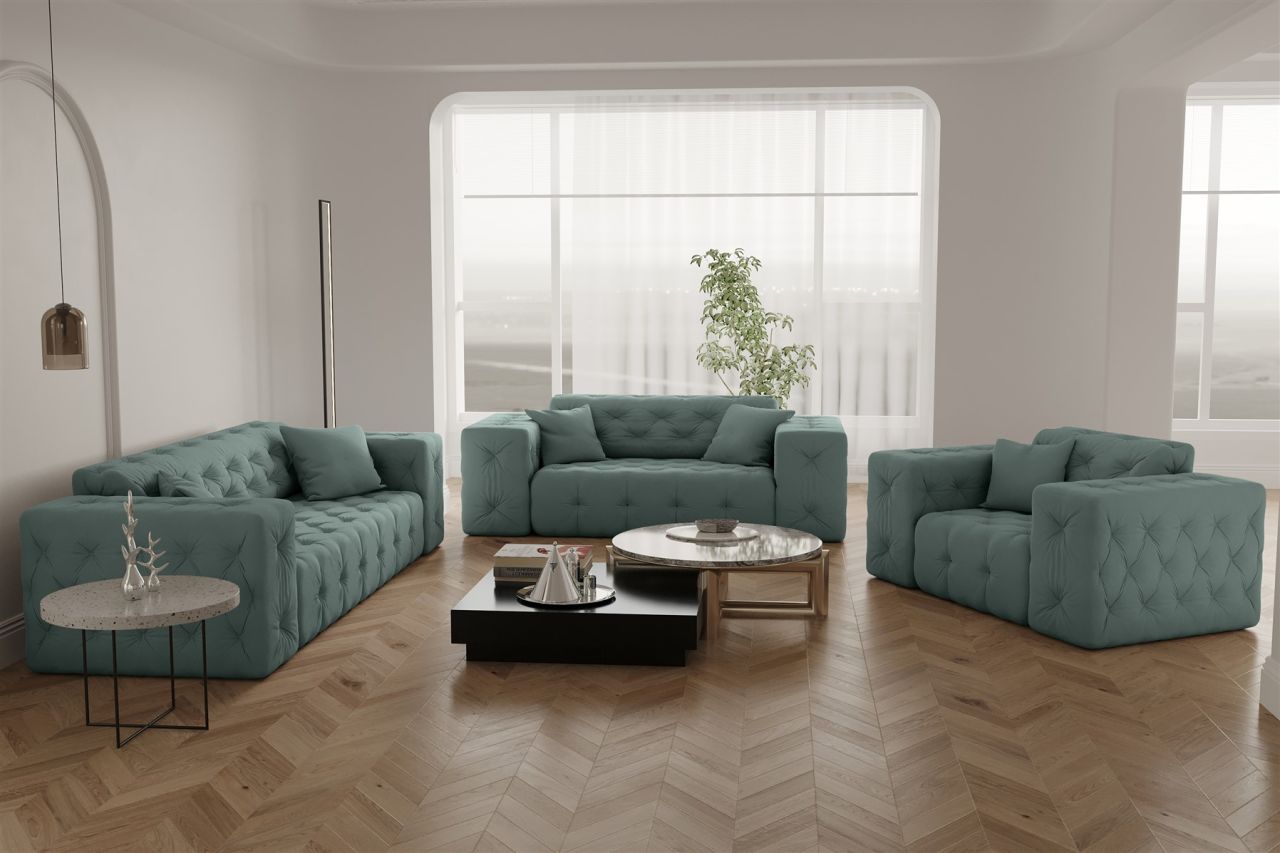 Sofaset ersofa CHANTAL 3-2-1 in Stoff Opera Velvet Saphir