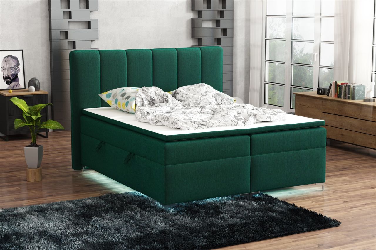 Boxspringbett Schlafzimmerbett ANGEL 160x200cm Stoff Monolith inkl.Bettkasten