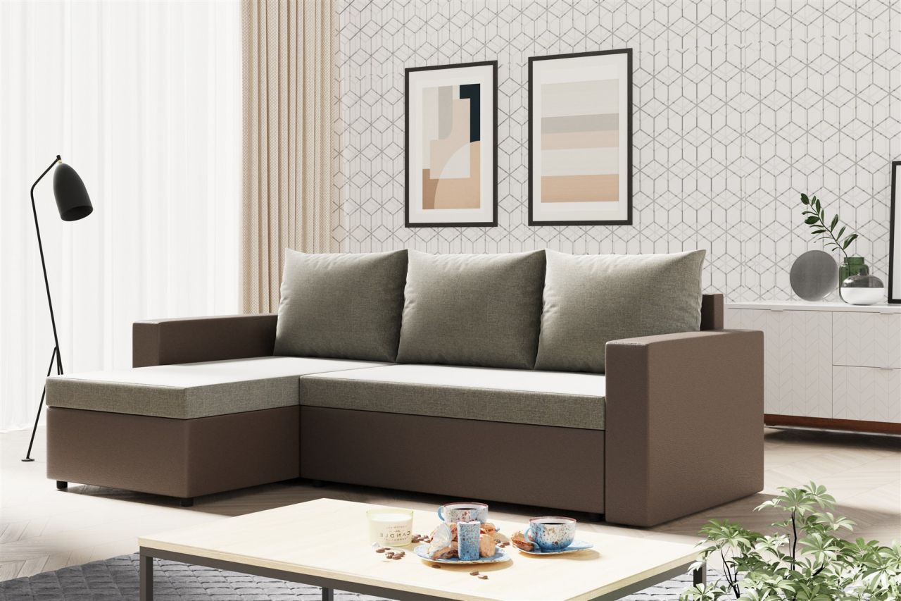 Ecksofa Sofa MERLE mit Schlaffunktion in div. Farbvarianten Ottomane Links