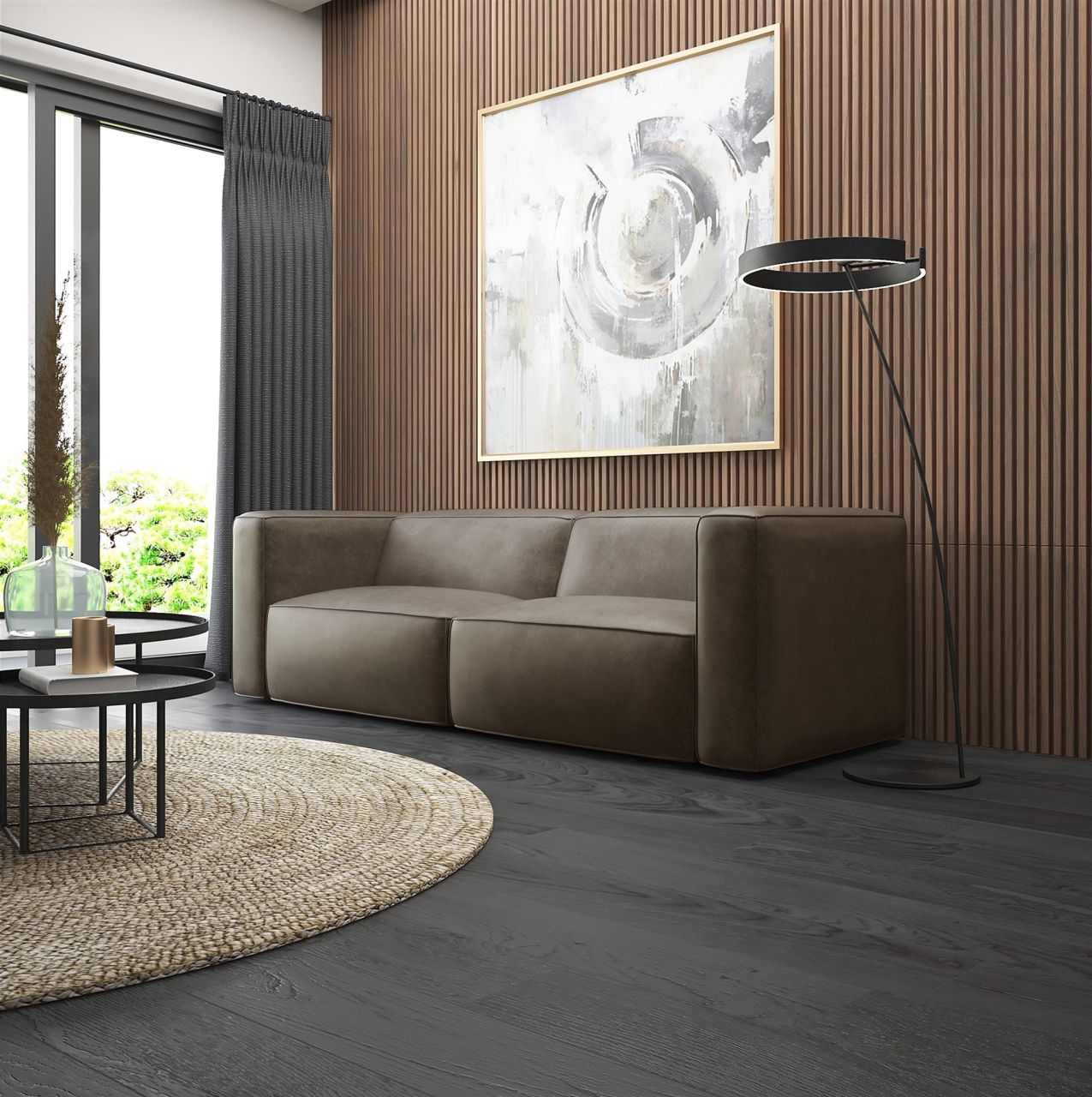 Sofa ersofa HELMER 2-Sitzer in Stoff Pola Braun