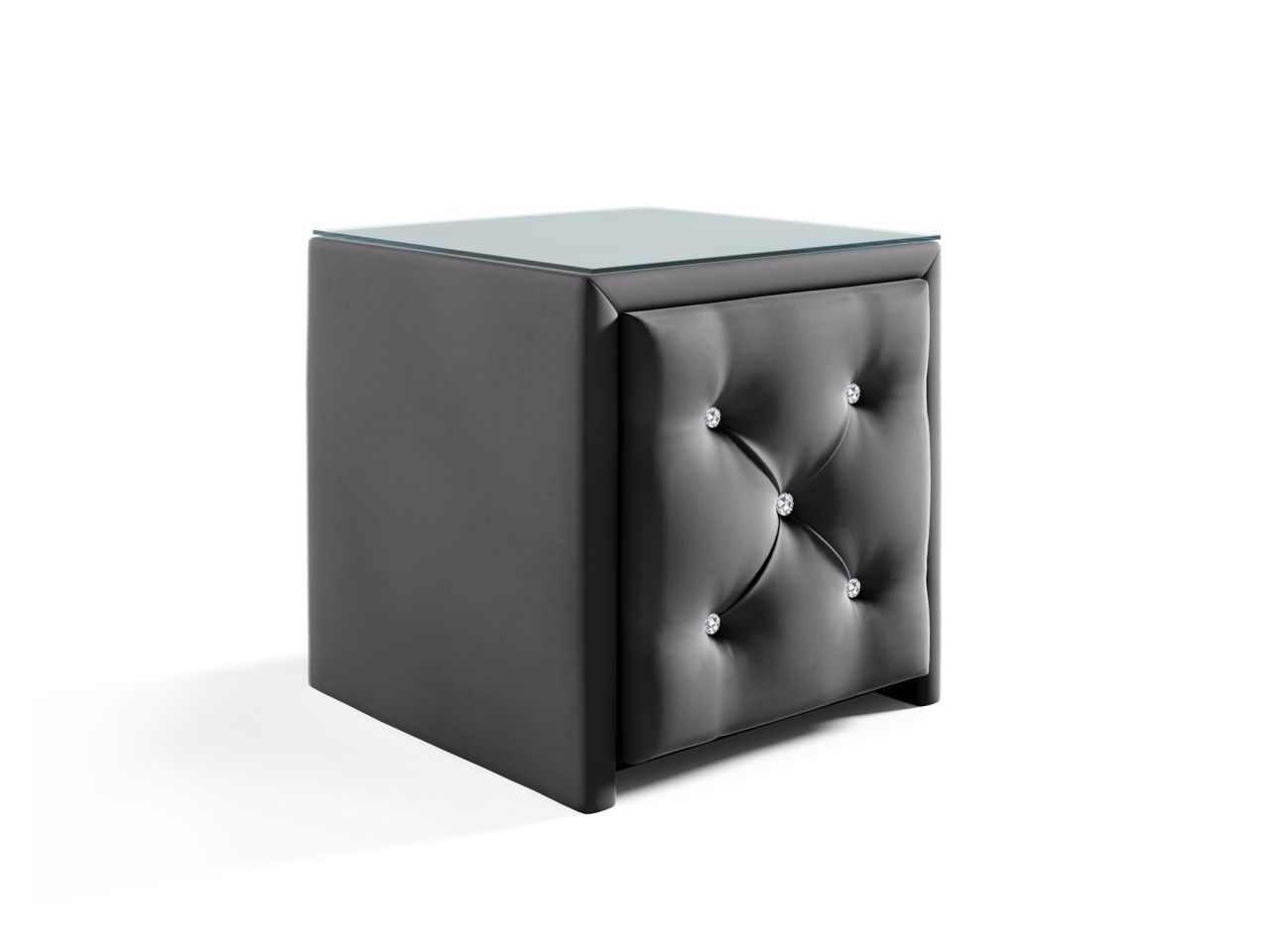 Nachttisch Nachtkonsole SEVRA 50x50cm in Stoff Elisa Velvet Anthrazit