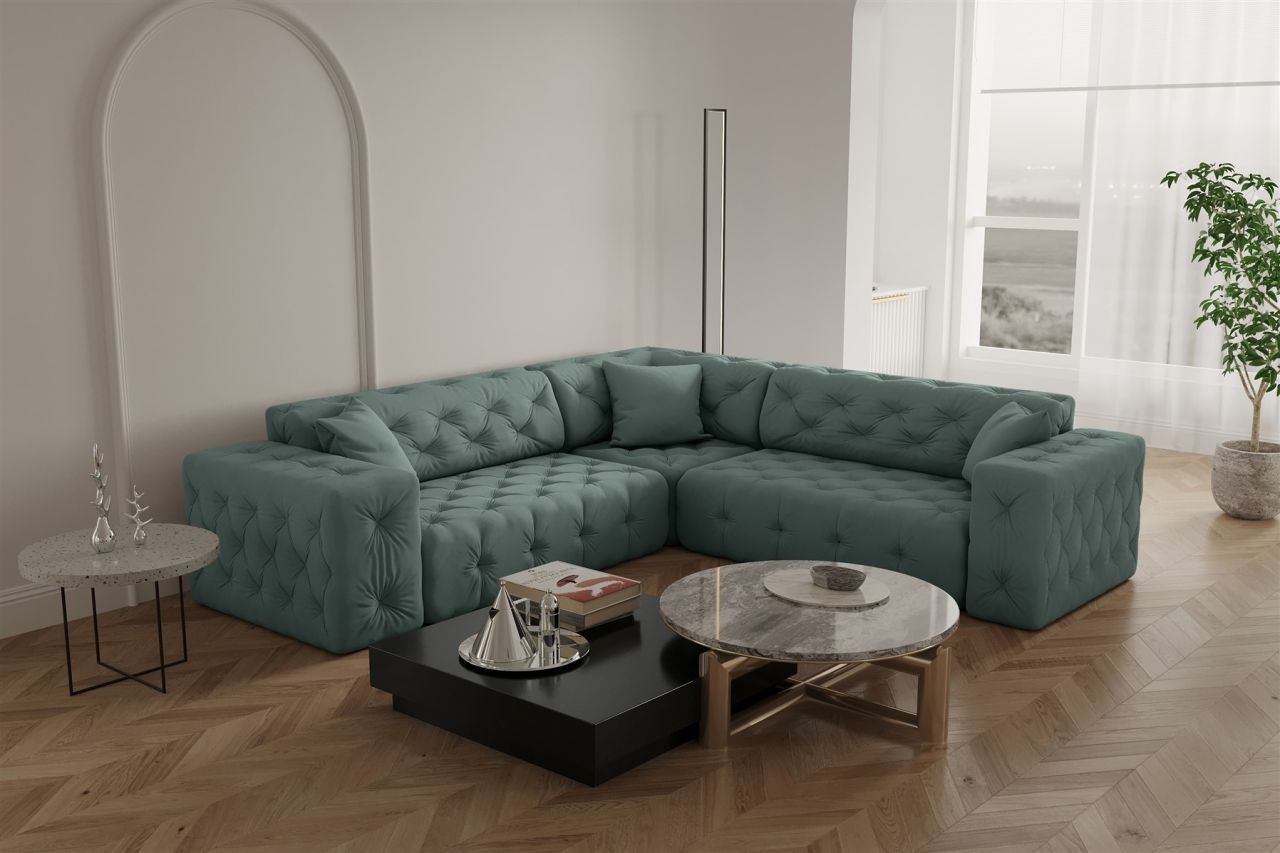 Ecksofa ersofa CHANTAL in Stoff Opera Velvet Saphir Seite Universal