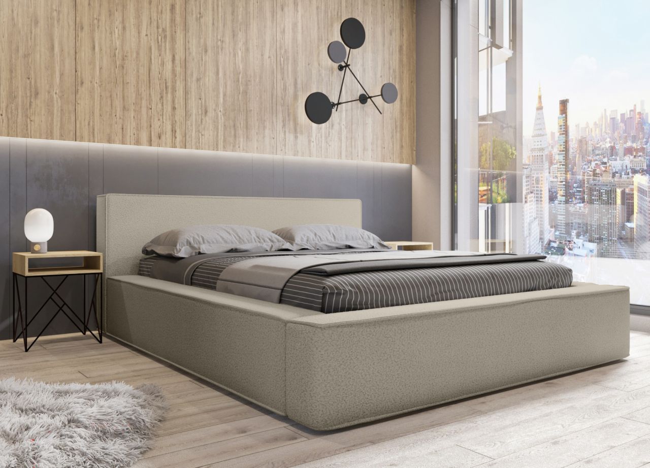 Polsterbett Doppelbett OMAHA 160x200cm in Stoff Now or Never Beige