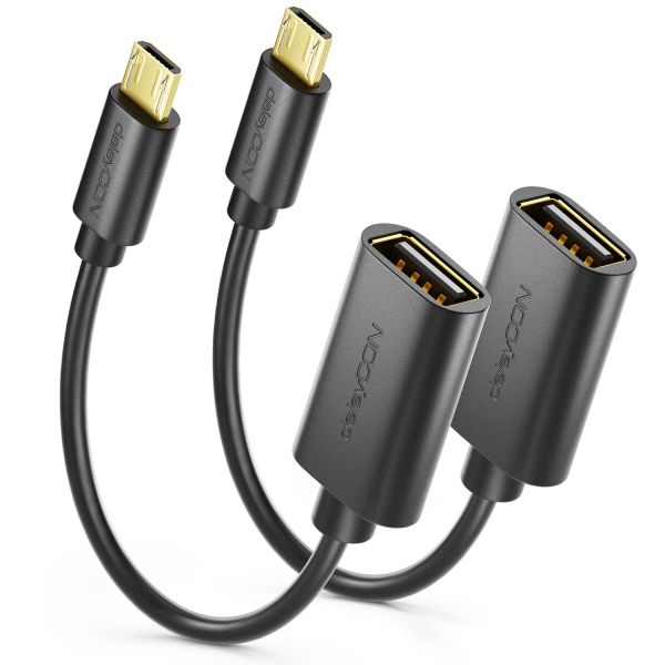 deleyCON 2x USB 2.0 OTG Adapter (A zu Micro B) für Galaxy S7/S6/Note