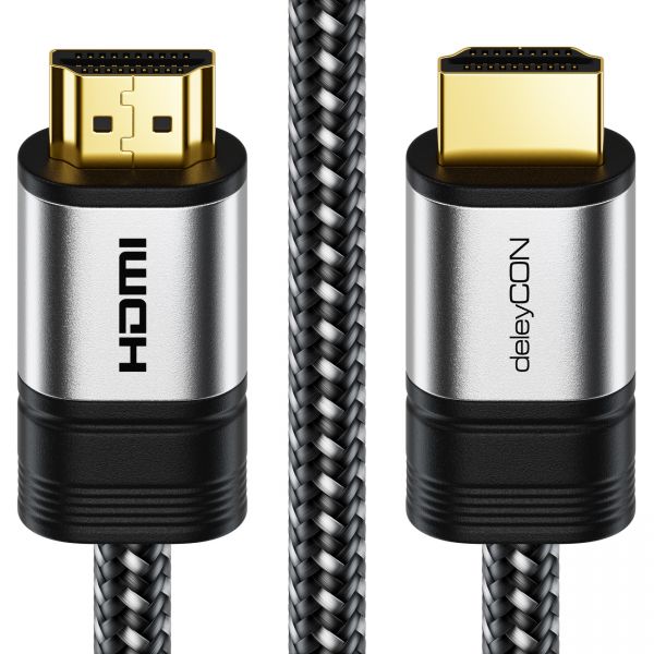 deleyCON 5m 4K UHD HDMI Kabel mit Metallstecker und Nylonmantel 2160p ULTRA HD