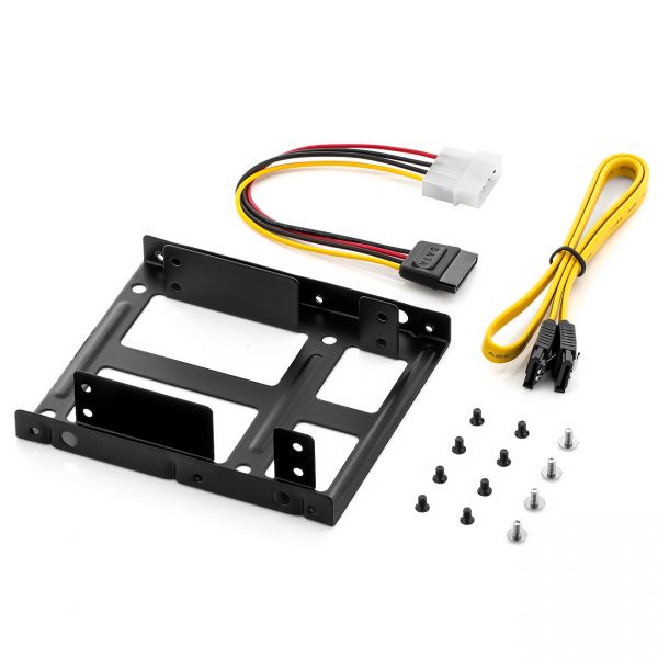 DUAL Einbaurahmen SET für 2x 2,5&quot; Festplatten SSD auf 3,5&quot; - 6x 3,5 Bohrlöcher