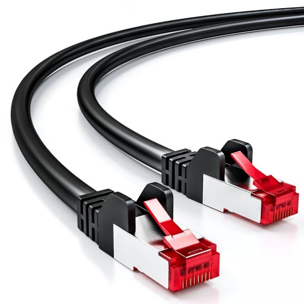 deleyCON 1m CAT6 Patchkabel S-FTP PIMF Netzwerkkabel Ethernetkabel - Schwarz