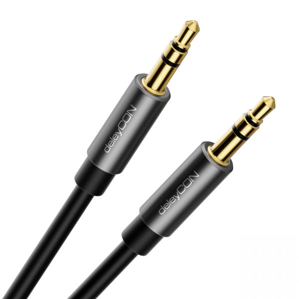 deleyCON 2m Klinke Audio Stereo AUX Kabel 3,5mm Klinkenkabel Audiokabel