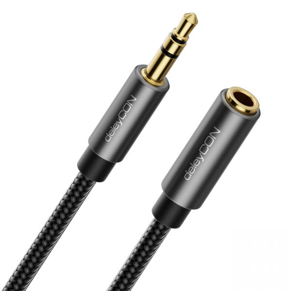 deleyCON 2m Aux Kabel 3,5mm Audio Klinkenkabel Stereo Verlängerungskabel