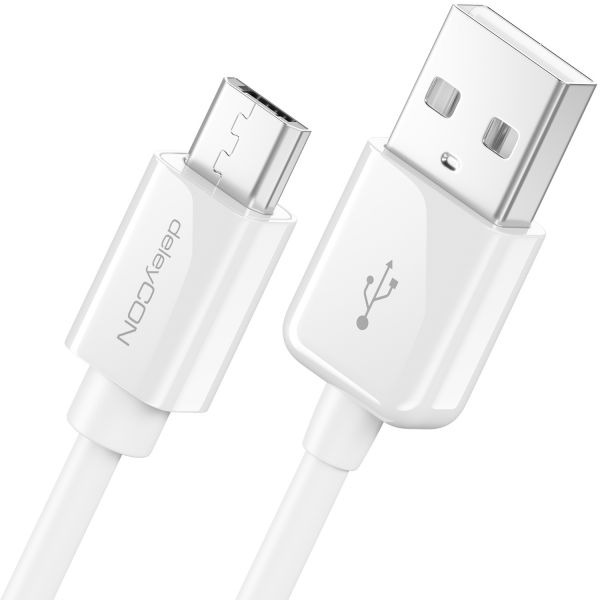 deleyCON 2m Micro USB Ladekabel Datenkabel Handys Smartphones Tablets Weiß