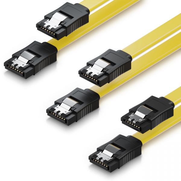 3x deleyCON 0,5m S-ATA 3 Datenkabel mit Clip - 2x Stecker gerade - SATA 6Gb/s