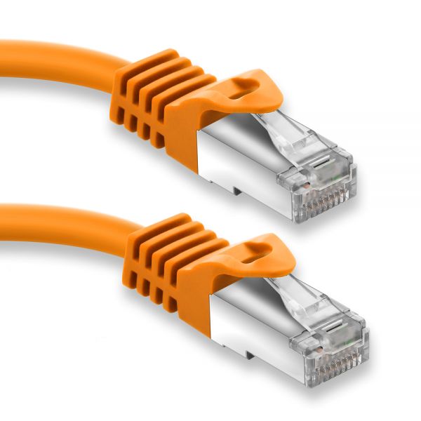 7,5m RJ45 Patchkabel mit CAT7 Rohkabel S/FTP Netzwerkkabel LAN DSL Kabel orange