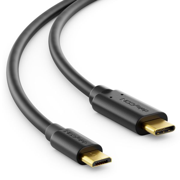 deleyCON 1m USB C Kabel Datenkabel Ladekabel USB 2.0 micro USB zu USB-C Handy