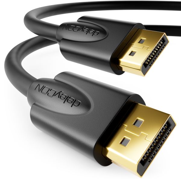 deleyCON 1m DisplayPort Kabel FullHD/3D/HDCP DP Stecker auf DP Stecker Schwarz
