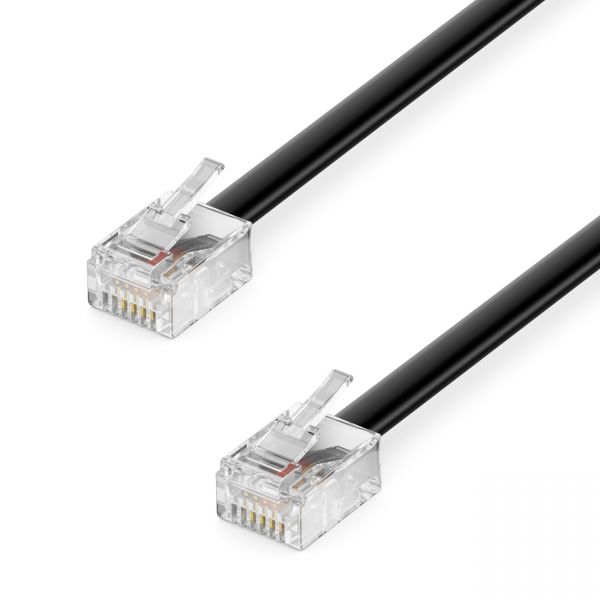 deleyCON 3,0m Telefonkabel Modularkabel 6P4C Westernkabel RJ11 auf RJ11 Schwarz