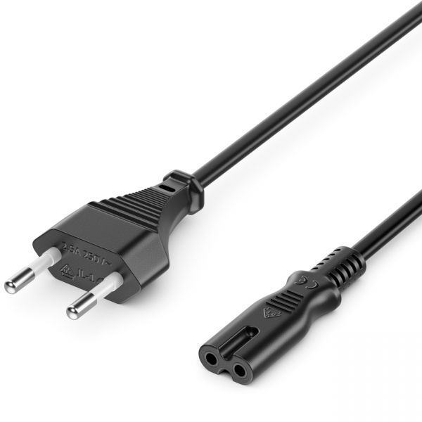 deleyCON 1,5m Netzkabel Stromkabel Eurostecker - C7 Buchse Kleingerätekabel Schw