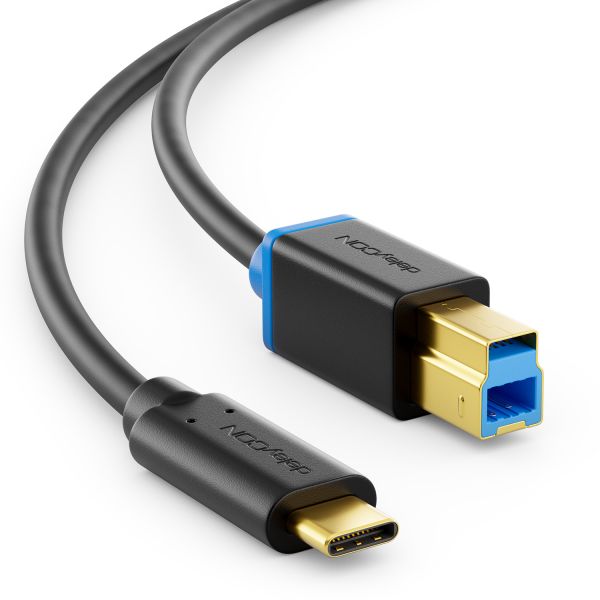 deleyCON 1,5m USB C Kabel Datenkabel USB 3.0 USB-B zu USB-C Computer Drucker HDD