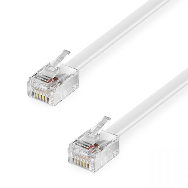 deleyCON 30m Telefonkabel Modularkabel 6P4C Westernkabel RJ11 auf RJ11 Weiß