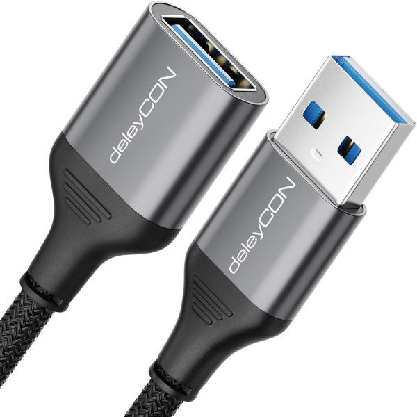 deleyCON 1,5m USB3.0 A-A Verlängerung (5Gbps, Alu) Tastatur/Drucker
