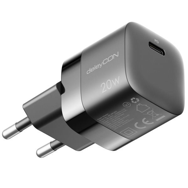 deleyCON USB C Ladegerät Schnellladegerät Netzteil für iPhone S24/S23 Schwarz