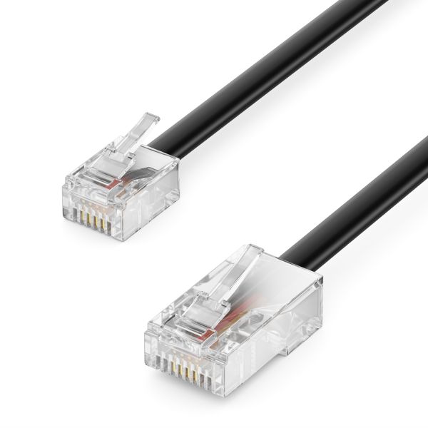 deleyCON 1m Telefonkabel RJ11 auf RJ45 Modularkabel DSL VDSL Internet Schwarz