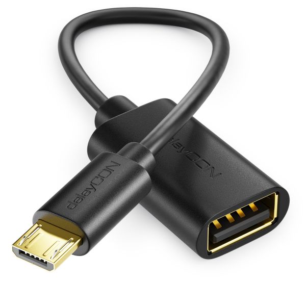 deleyCON 0,2m USB 2.0 OTG Adapter für Handy/Smartphone/Tablet - Micro B-Stecker