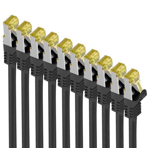 10x 0,5m RJ45 Patchkabel mit CAT 7 Rohkabel – S/FTP Netzwerkkabel LAN DSL Kabel
