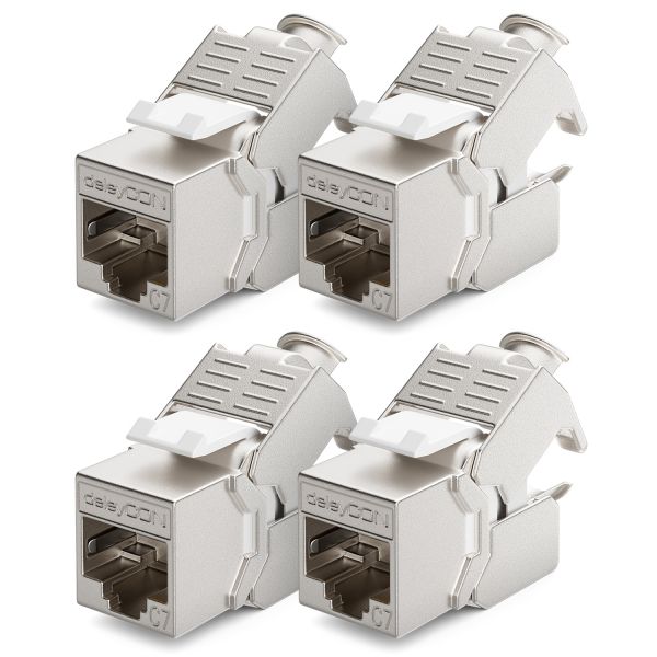 deleyCON 4x CAT7 Keystone Modul RJ45 für CAT7 CAT6 CAT6a 1000 MHz 10 Gbit/s
