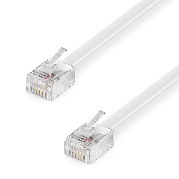 deleyCON 30m Telefonkabel Modularkabel 6P4C Westernkabel RJ11 auf RJ11 Weiß