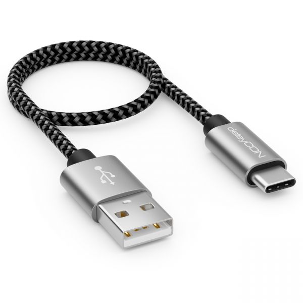0,30m USB-C Kabel Nylon Ladekabel Datenkabel USB Typ C Handy Smartphone Tablet