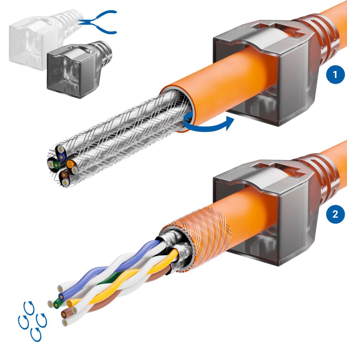 VCELINK CAT7 Keystone Module 4er Set - 10 Gbit/s Bis 600 MHz Für Netzwerkdosen