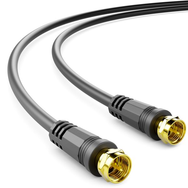 deleyCON 2m SAT TV Antennenkabel Koaxial Kabel HDTV 4-fach Schirmung Schwarz
