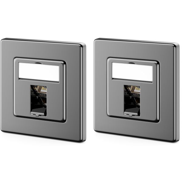 deleyCON 2x CAT7 Unterputzdose + Keystone Modul (45° RJ45) Schwarz