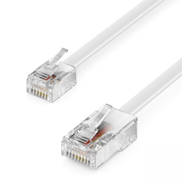 deleyCON 1m Telefonkabel RJ11 auf RJ45 Modularkabel DSL VDSL Internet Weiß