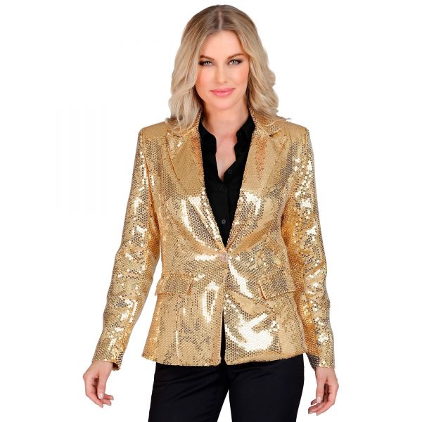 Party Fashion Blazer (Pailletten Blazer Gold), XL - Widmann