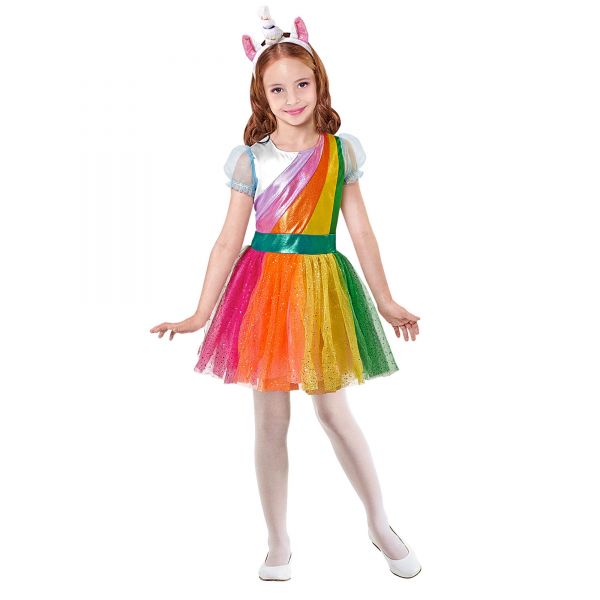 Einhorn (Kleid, Haarreif), 128 cm / 5-7 Jahre - Widmann